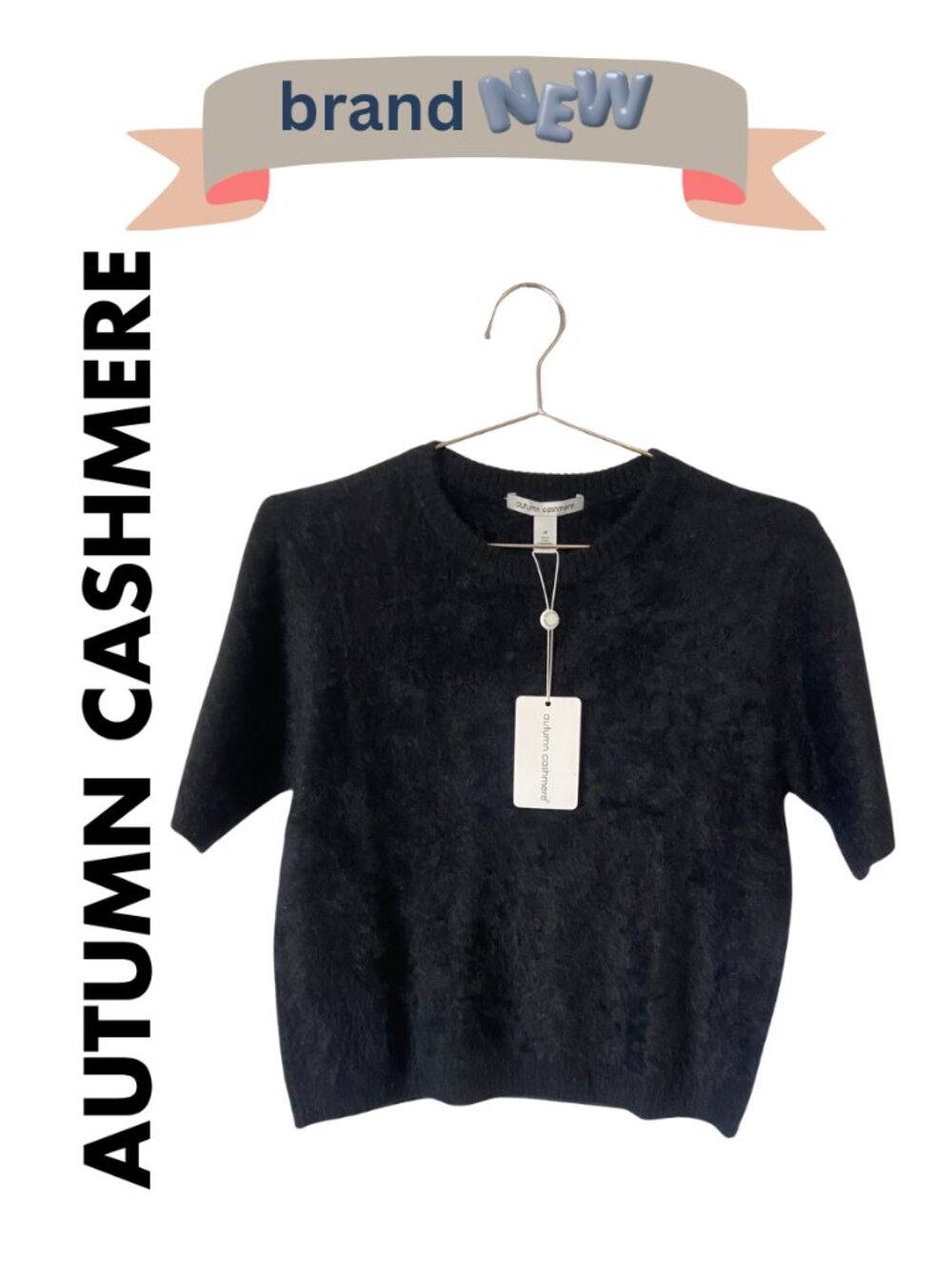 Autumn Cashmere Cropped Fuzzy Crewneck Sweater Size Medium New w/Tags